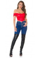 Sexy faux leder corset-top rood